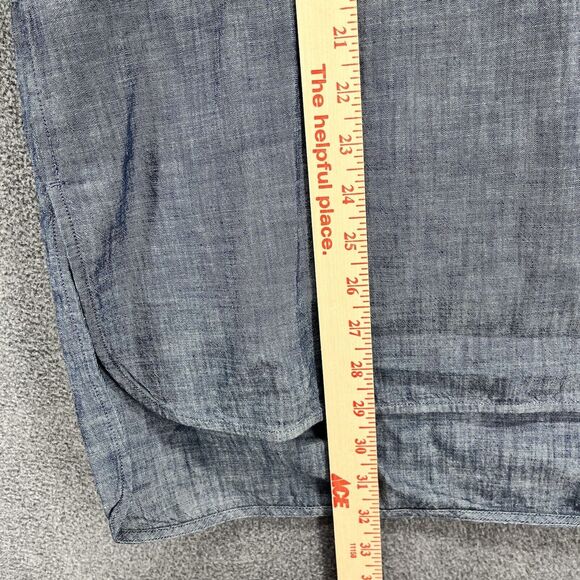 GAP Top Womens Medium Blue Shirt Floral Tunic Oversized‎ Chambray Boho Peasant - Picture 12 of 12